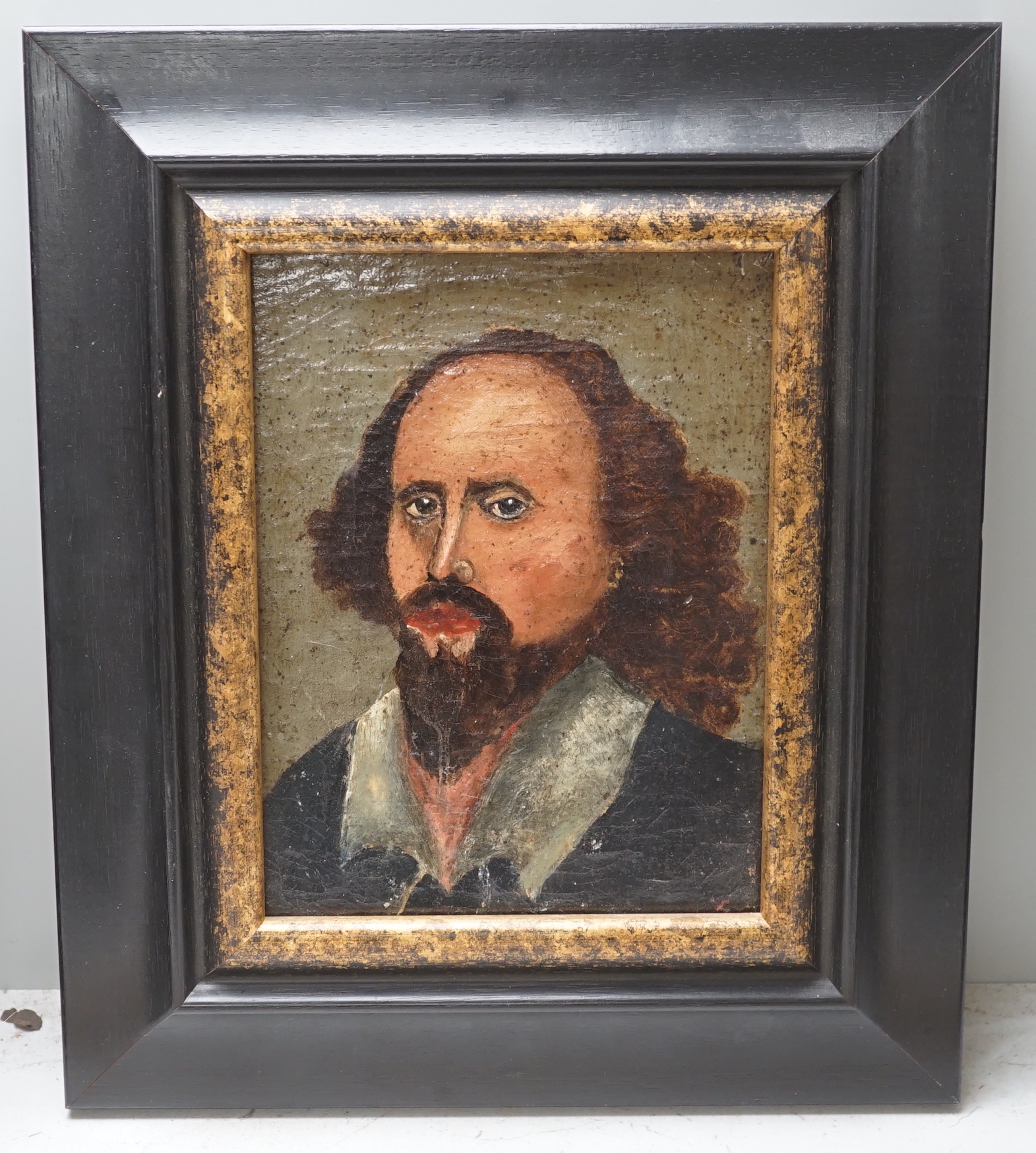 Primative School, oil on canvas, Portrait of William Shakespeare, 19 x 14cm